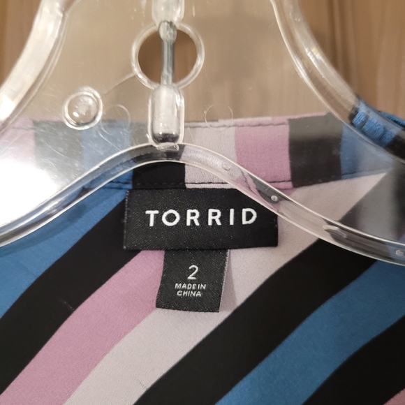 TORRID multi colour striped 3/4 sleeve tunic blouse - Picture 6 of 10